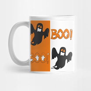 Halloween ghost boo on orange Mug